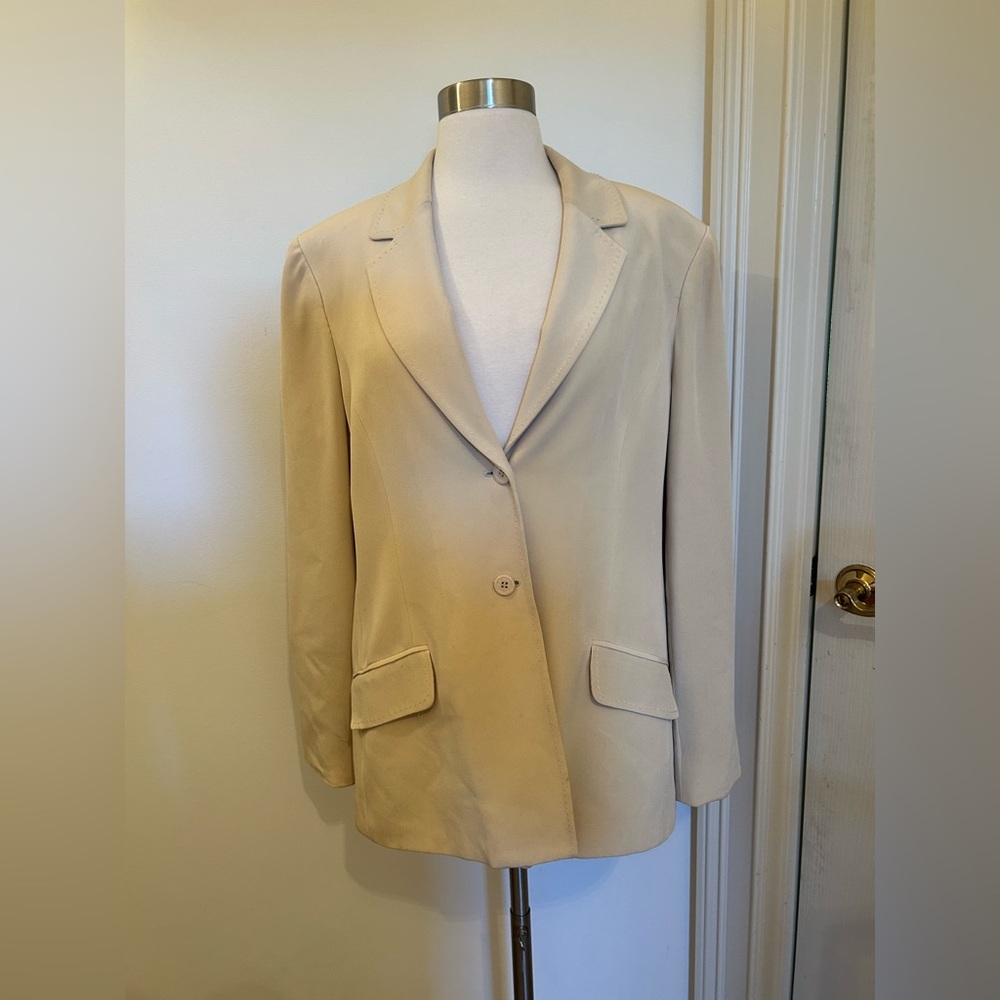 Rena Rowan Neutral Beige Longline Women's Blazer